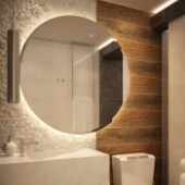 Круглое зеркало диаметром 1000мм с контражурной подсветкой. От 9800 рублей/шт.